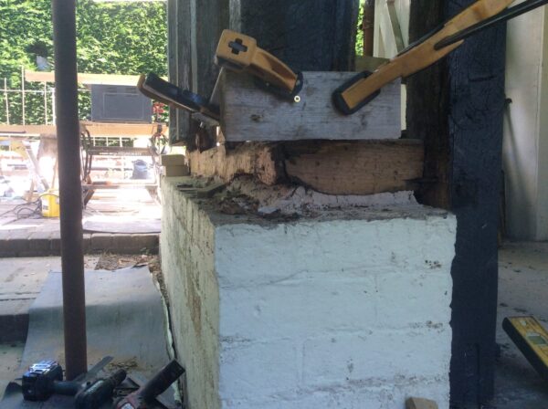 Oak framed porch restoration WIP, Fownhope